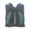 Gants en Cuir et Crochet Coton Vert Alfredine Non Doublés.