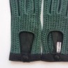 Gants en Cuir et Crochet Coton Vert Alfredine Non Doublés.