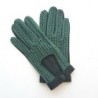 Gants en Cuir et Crochet Coton Vert Alfredine Non Doublés.