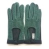Gants en Cuir et Crochet Coton Vert Alfredine Non Doublés.