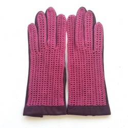 Gants en Cuir d 'Agneau Rose Prune Gants de Conduite Non Doublés.