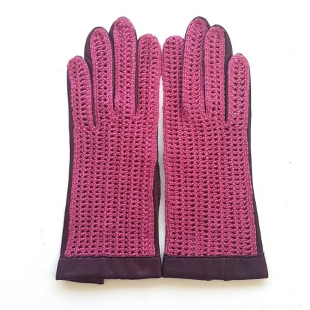 Gants en Cuir d 'Agneau Rose Prune Gants de Conduite Non Doublés.