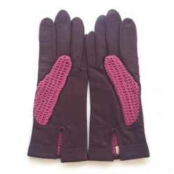 Gants en Cuir d 'Agneau Rose Prune Gants de Conduite Non Doublés.