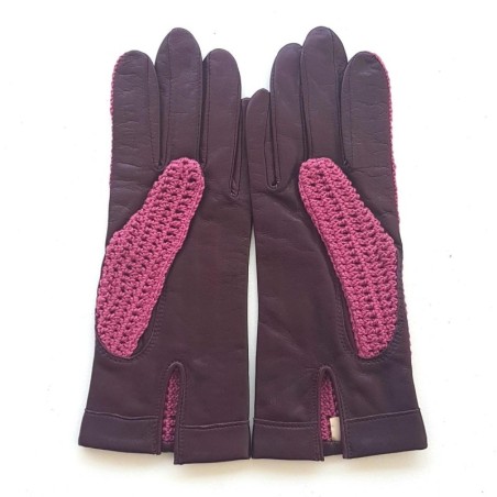 Gants en Cuir d 'Agneau Rose Prune Gants de Conduite Non Doublés.