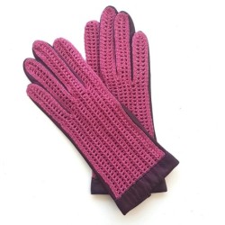 Gants en Cuir d 'Agneau Rose Prune Gants de Conduite Non Doublés.