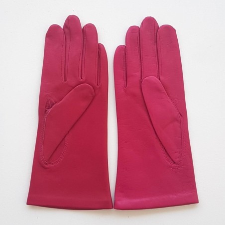Gants en Cuir d'Agneau Fuchsia Rose Coccinelle Doublés Soie.