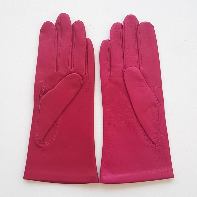 Gants en Cuir d'Agneau Fuchsia Rose Coccinelle Doublés Soie.