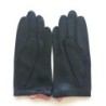 Gants en Cuir d'Agneau Noirs Rose Denise Non Doublés.