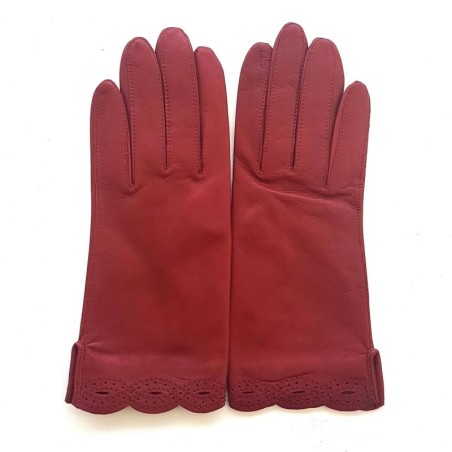 Gants en Cuir d'Agneau Bordeaux Emilie Doublés Soie.