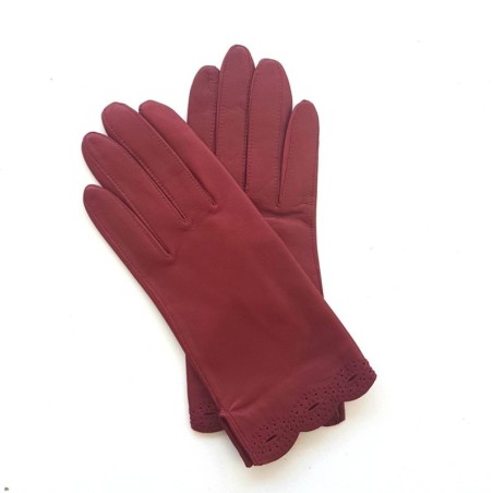 Gants en Cuir d'Agneau Bordeaux Emilie Doublés Soie.