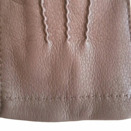 Gants en Cuir de Cerf et d'Agneau Marron Oscar Doublés soie.