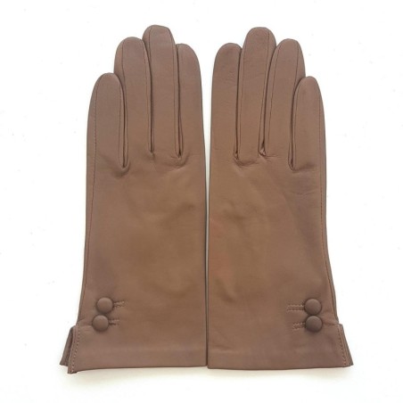 Gants en Cuir d'Agneau Sable Clémentine Doublure en Soie.