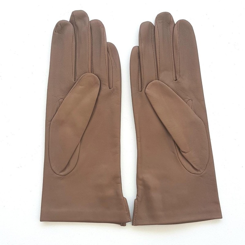 Gants en Cuir d'Agneau Sable Clémentine Doublure en Soie.