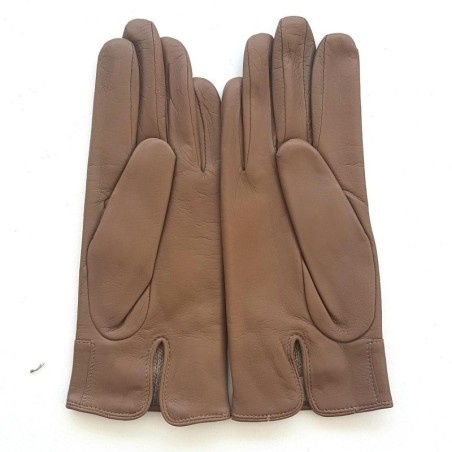 Gants en Cuir d'Agneau Argile Anémone Doublés Cachemire.