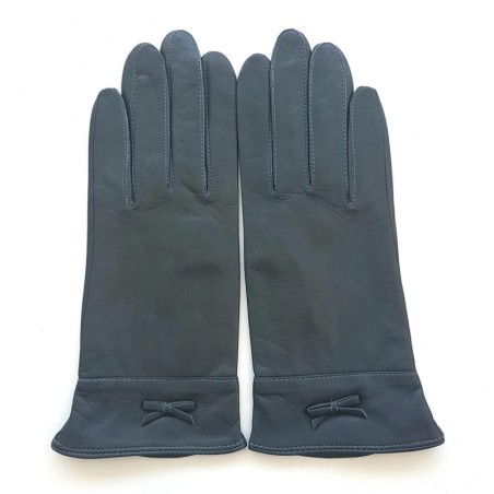 Gants en Cuir d'Agneau Gris Anémone Doublés Soie.