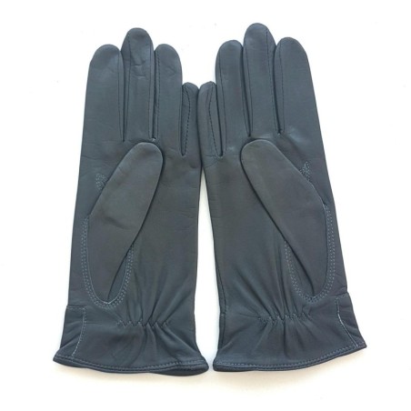 Gants en Cuir d'Agneau Gris Anémone Doublés Soie.
