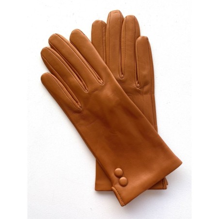 Gants en Cuir d'Agneau Camel Clémentine Doublés Cachemire.
