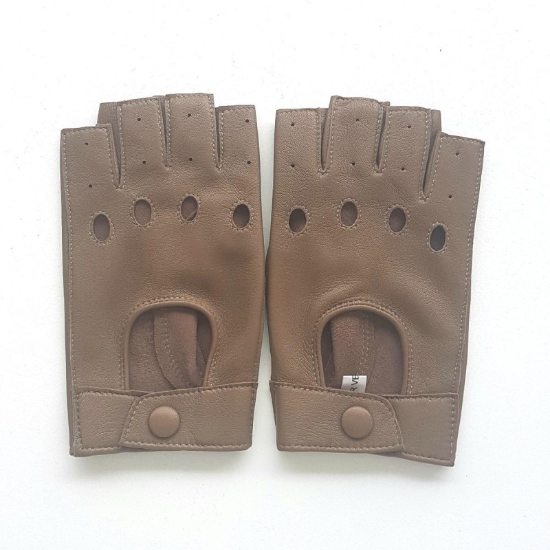 Mitaines en Cuir d'Agneau Sable Pilote Femme Non Doublés.