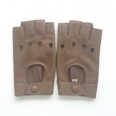 Mitaines en Cuir d'Agneau Sable Pilote Femme Non Doublés.