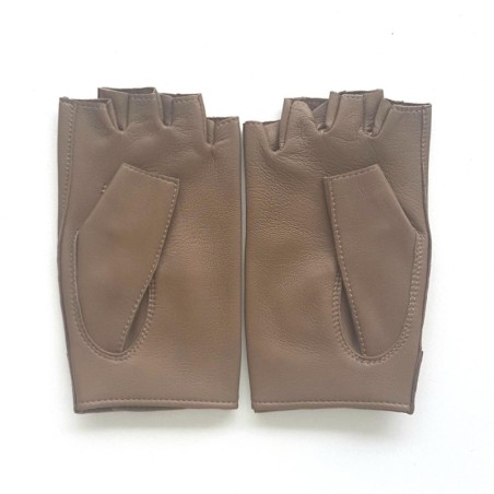 Mitaines en Cuir d'Agneau Sable Pilote Femme Non Doublés.