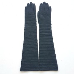 Gants en Cuir d'Agneau Gris Froufrou Doublure en Soie.
