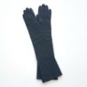 Gants en Cuir d'Agneau Gris Froufrou Doublure en Soie.