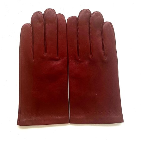 Gants en Cuir d'Agneau Bordeaux Raphaël Doublés soie.
