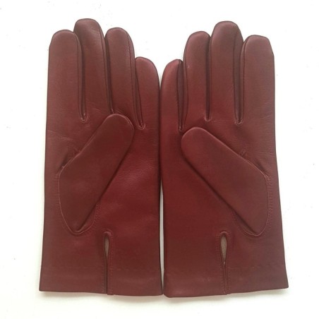 Gants en Cuir d'Agneau Bordeaux Raphaël Doublés soie.
