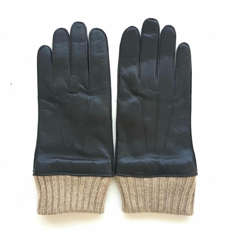 Gants en Cuir d'Agneau Laine Acrylique Marron Albert Doublés Cachemire