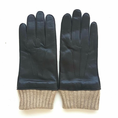 Gants en Cuir d'Agneau Laine Acrylique Marron Albert Doublés Cachemire