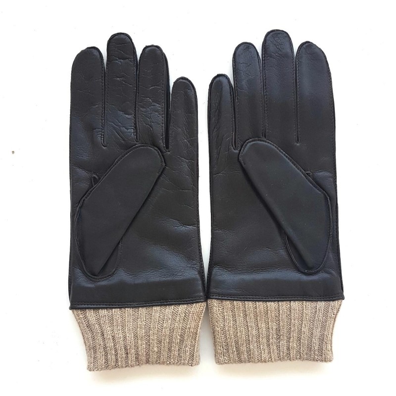Gants en Cuir d'Agneau Laine Acrylique Marron Albert Doublés Cachemire
