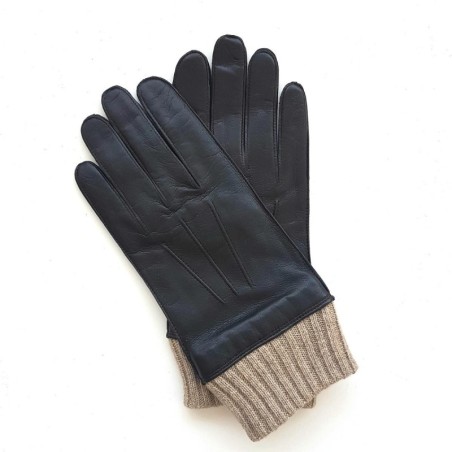 Gants en Cuir d'Agneau Laine Acrylique Marron Albert Doublés Cachemire