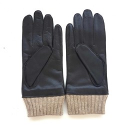 Gants en Cuir d'Agneau Laine Acrylique Marron Albert Doublés Cachemire
