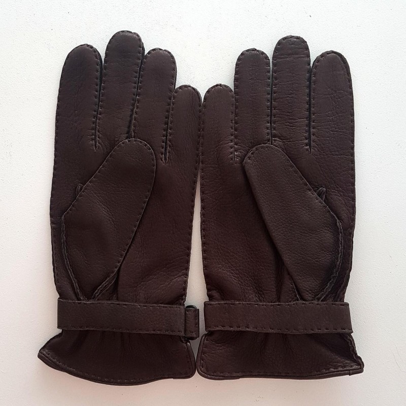 Gants en Cuir de Cerf Marrons Emilien Doublure Soie.