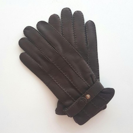 Gants en Cuir de Cerf Marrons Emilien Doublure Soie.