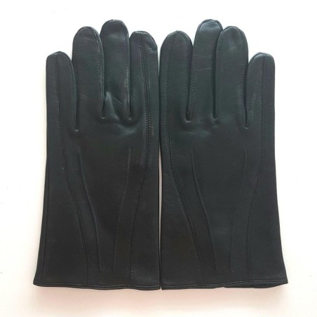 Gants en Cuir d'Agneau Noirs Steeve Doublés Soie.