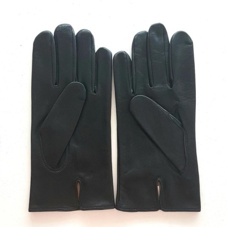 Gants en Cuir d'Agneau Noirs Steeve Doublés Soie.