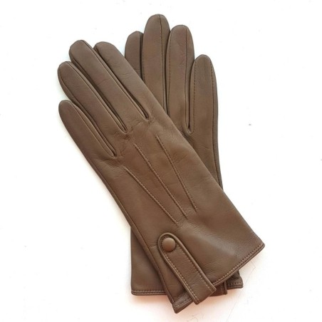 Gants en Cuir d'Agneau Sable Irina Doublés Soie.