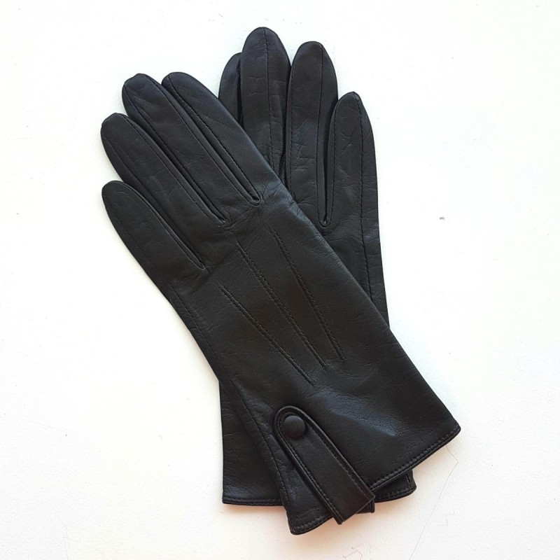 Gants en Cuir d'Agneau Marron Irina Doublés Soie.