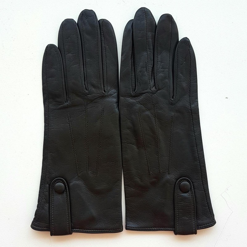 Gants en Cuir d'Agneau Marron Irina Doublés Soie.