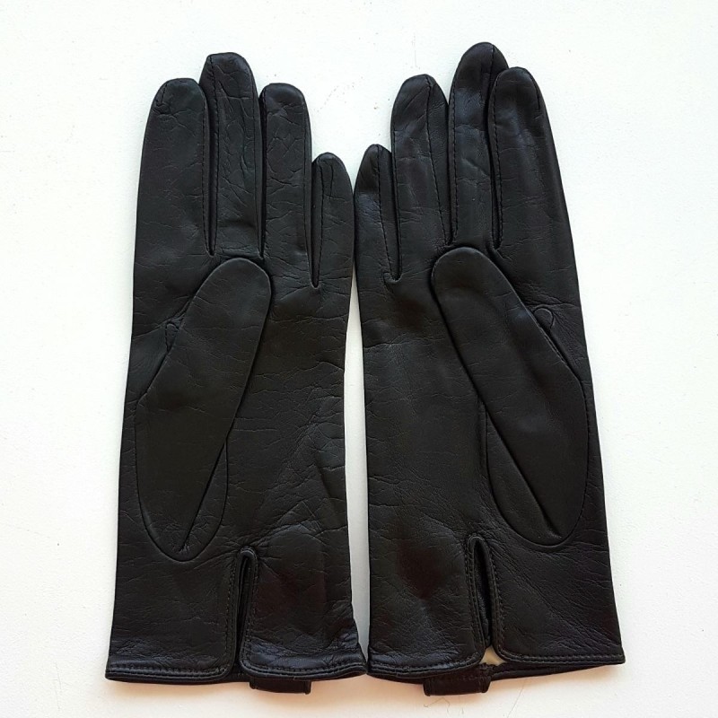 Gants en Cuir d'Agneau Marron Irina Doublés Soie.