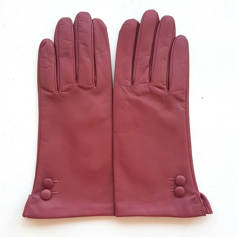 Gants en Cuir d'Agneau Rose Antique Clémentine Doublés Soie.