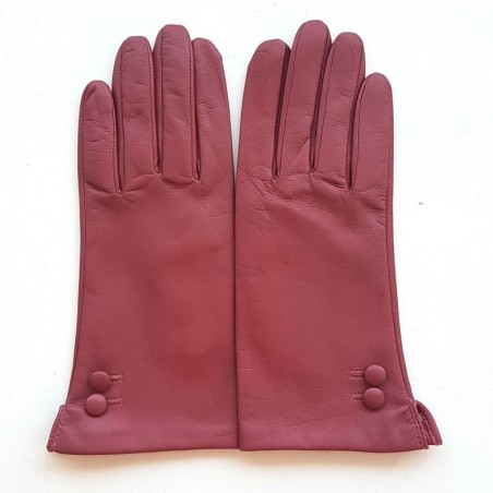 Gants en Cuir d'Agneau Rose Antique Clémentine Doublés Soie.