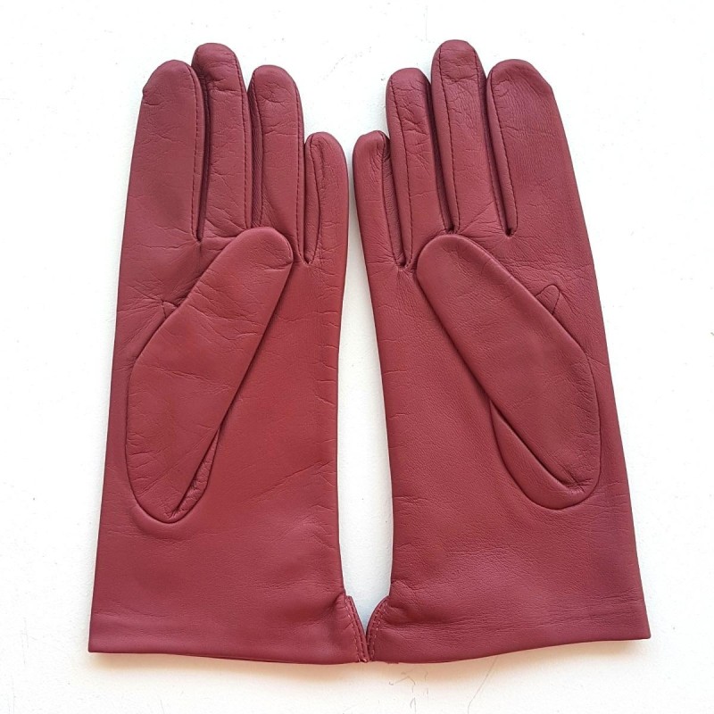 Gants en Cuir d'Agneau Rose Antique Clémentine Doublés Soie.