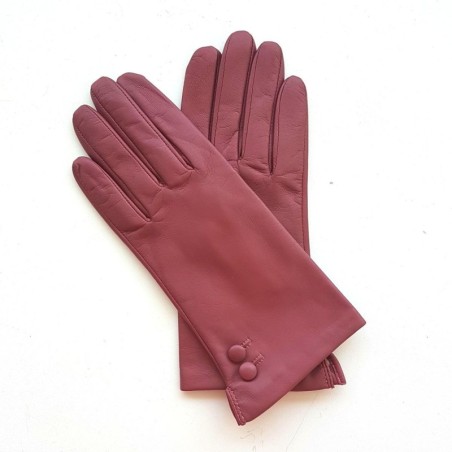 Gants en Cuir d'Agneau Rose Antique Clémentine Doublés Soie.