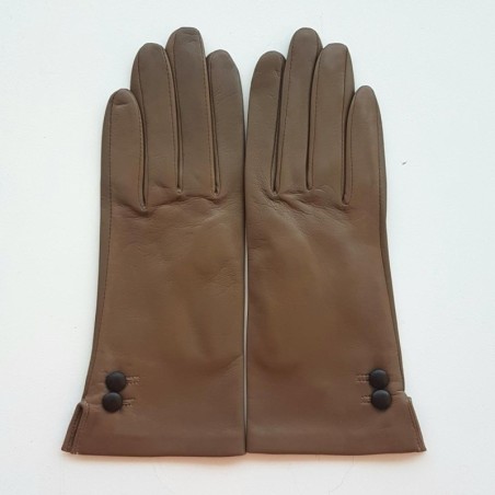 Gants en Cuir d'Agneau Sable Noir Clémentine Doublure Soie.