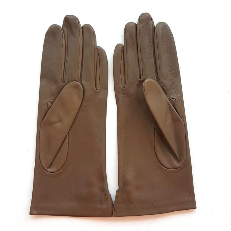 Gants en Cuir d'Agneau Sable Noir Clémentine Doublure Soie.