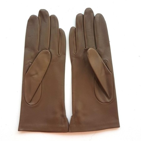 Gants en Cuir d'Agneau Sable Noir Clémentine Doublure Soie.