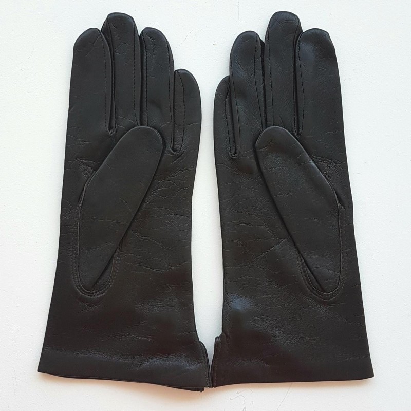 Gants en Cuir d'Agneau Marron Orange Clémentine Doublés Soie.