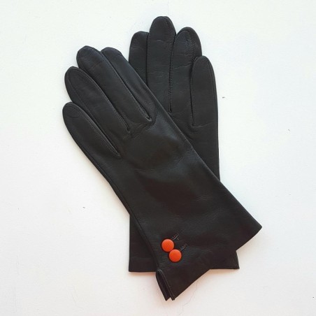 Gants en Cuir d'Agneau Marron Orange Clémentine Doublés Soie.